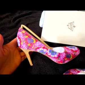 Anthropologie heels, floral print, size 7